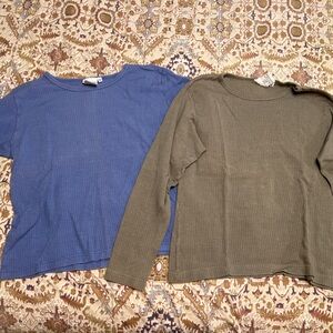 Newport News Blue and Brown Long Sleeve Tees